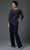 Soulmates 1604 - Illusion Bateau Soutache Pant Suit Mother of the Bride Dresses Navy / 2X