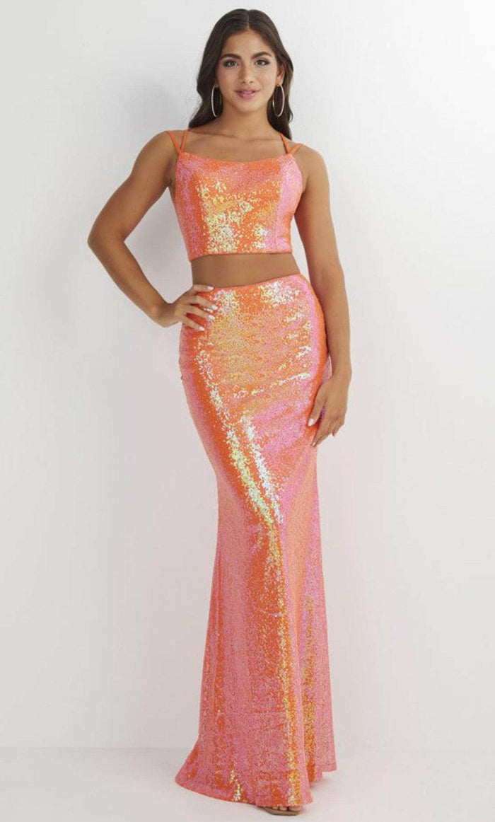 Studio 17 Prom 12886 - Scoop Neck Two Piece Prom Gown Evening Dresses 0 / Neon Orange