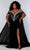 Sydney's Closet - JK2202 Plunging V-neck Evening Gown Prom Dresses 10 / Onyx