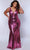 Sydney's Closet JK2405 - Cutout Back V-Neck Evening Dress Evening Dresses 10 / Magenta