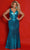 Sydney's Closet JK2405 - Cutout Back V-Neck Evening Dress Evening Dresses 10 / Turq