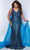 Sydney's Closet JK2407 - V-Neck Sleeveless Evening Gown Evening Dresses 10 / Fuchsia Sky