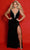 Sydney's Closet JK2420 - Beaded Trim V-Neck Evening Dress Evening Dresses 10 / Onyx