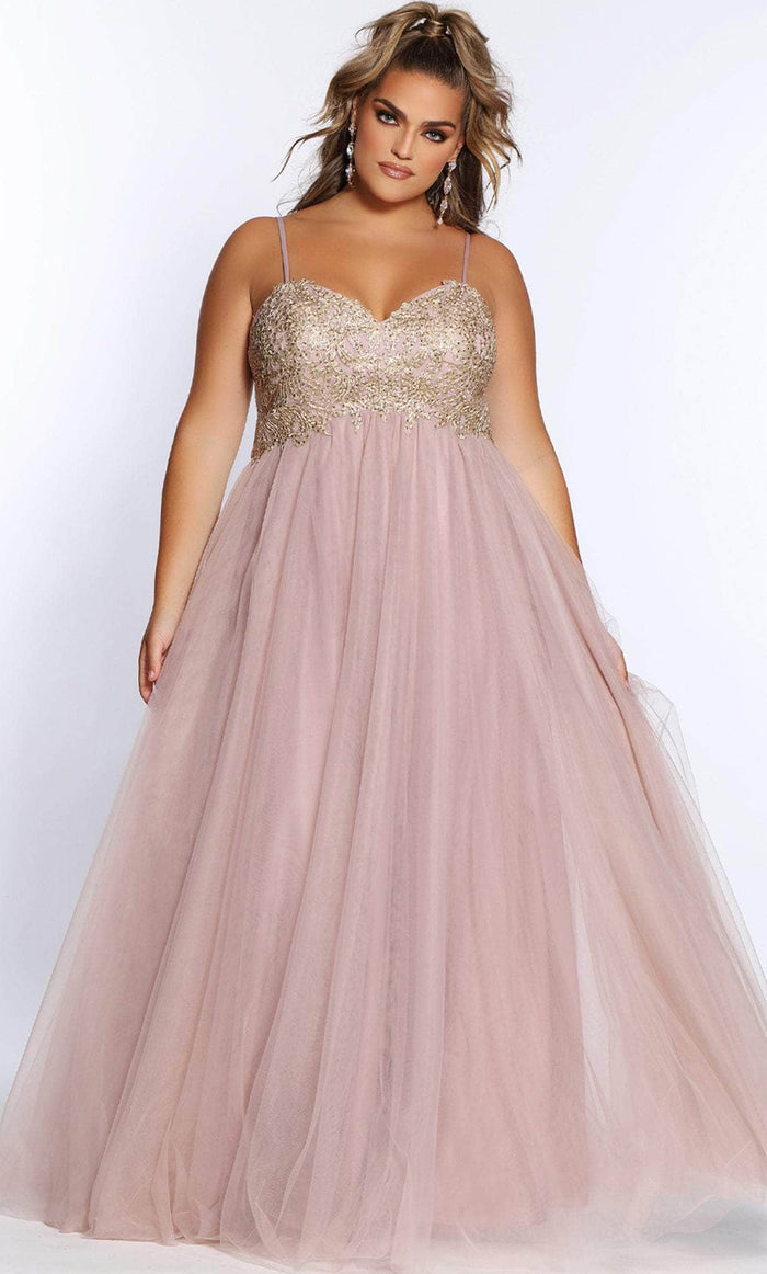 Sydney's Closet SC7309 - Embroidered Sleeveless Prom Gown Prom Dresses 14 / Dusty Mauve