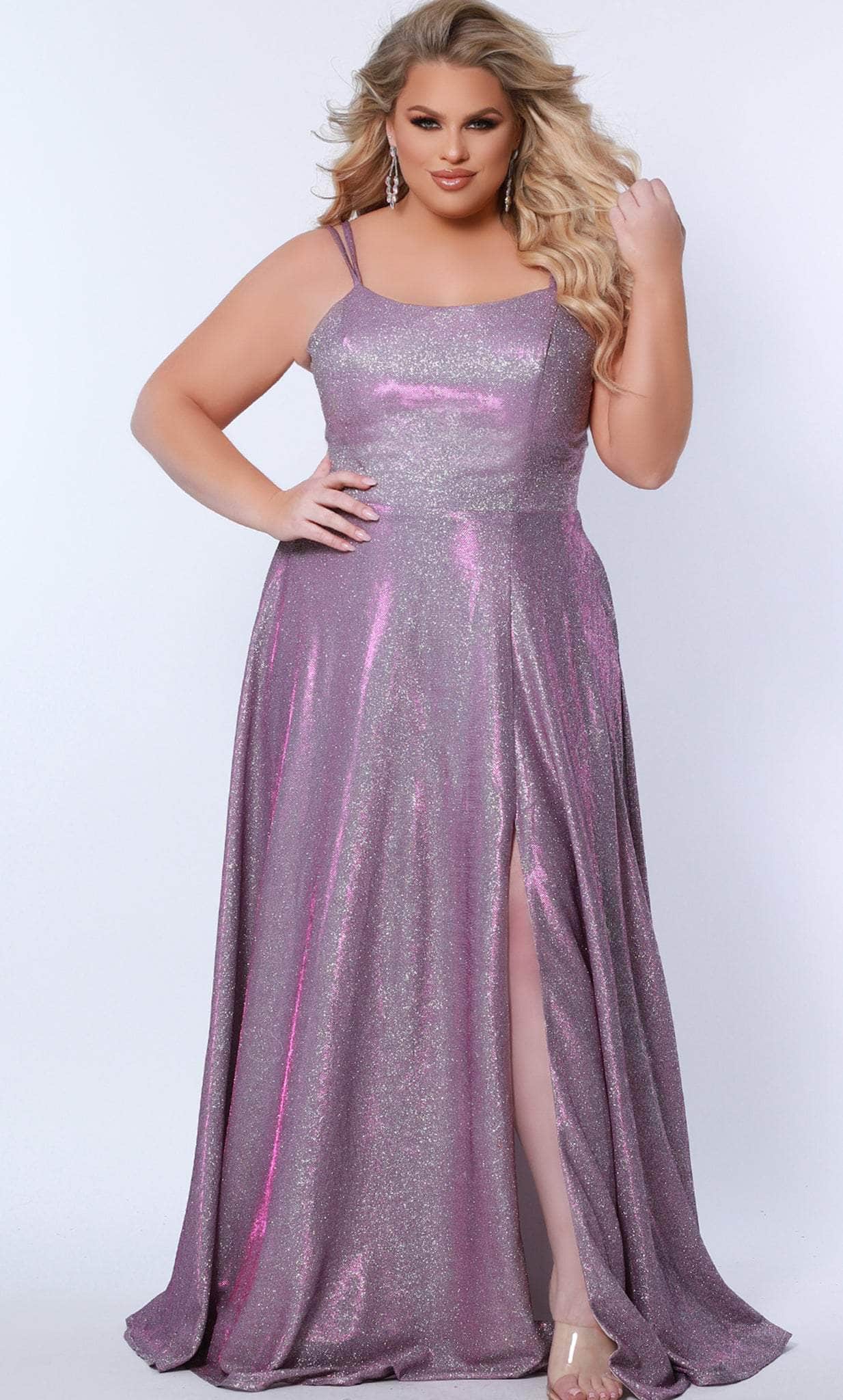 Sydney's Closet SC7349 - Scoop Neck Shimmer Prom Gown – Couture Candy