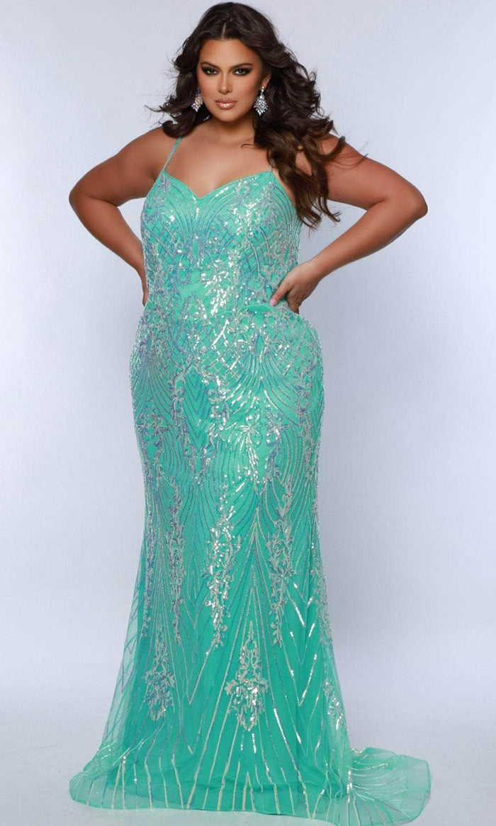 Sydney's Closet SC7366 - Iridescent Sequin Sweetheart Prom Dress Prom Dresses 14 / Mint