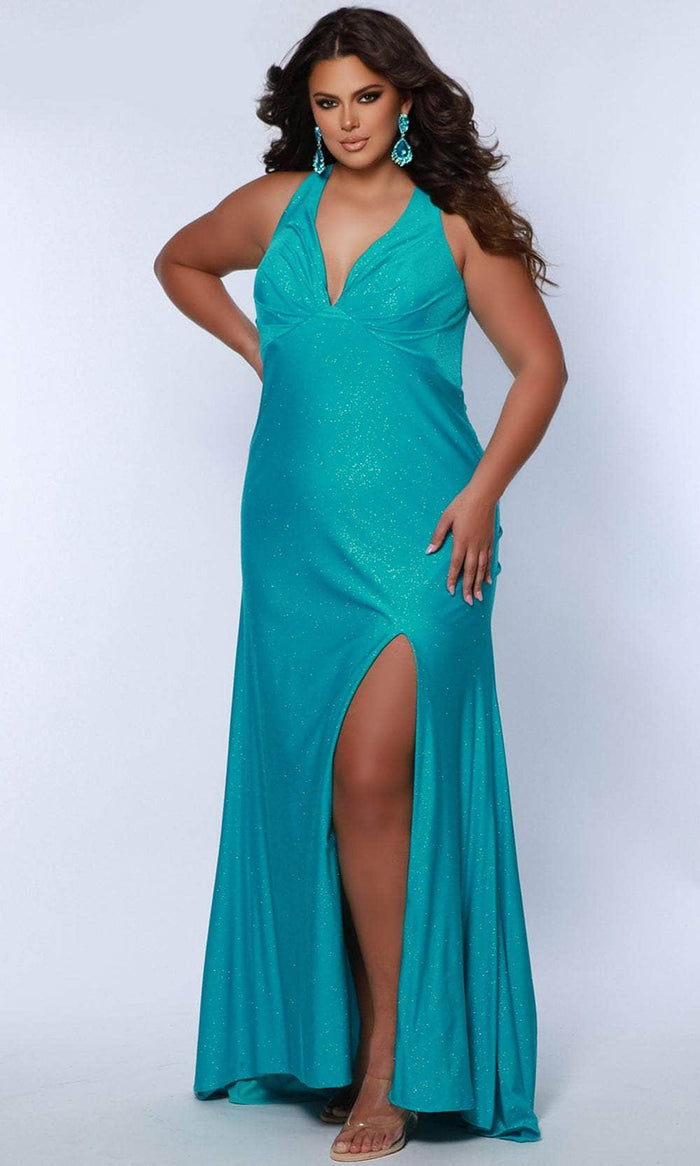 Sydney's Closet SC7369 - Ruched Bodice Sleeveless Prom Dress Prom Dresses 14 / Aqua