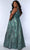 Sydney's Closet SC7378 - Shimmer Metallic V-Neck Prom Dress Prom Dresses