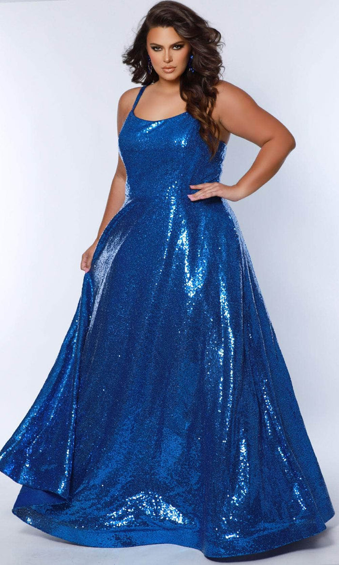 Sydney's Closet SC7387 - Scoop Iridescent Sequin Prom Dress Prom Dresses 14 / Cobalt