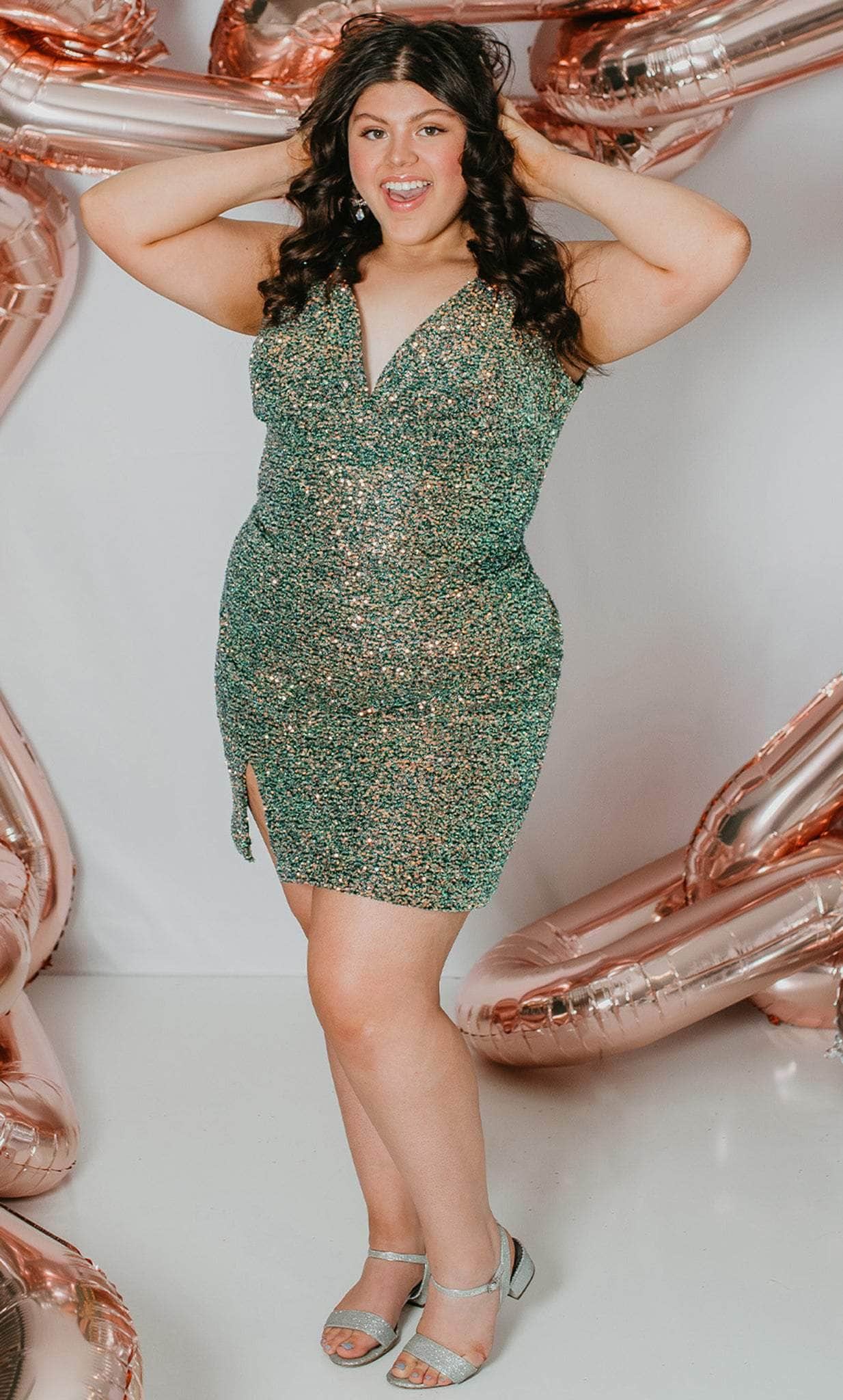 Plus size shops multi colored sequin dress