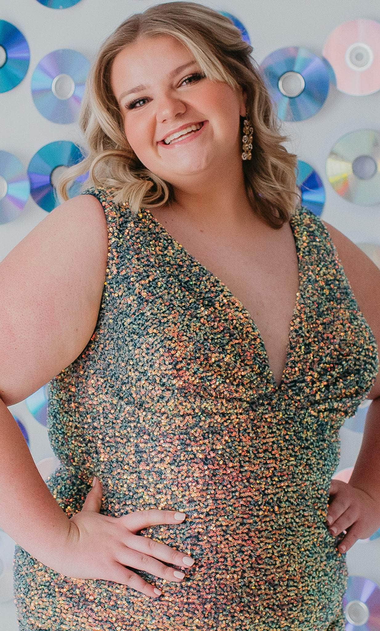 Plus size multi hot sale colored sequin dress