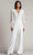 Tadashi Shoji BOS21070Y - Lace Embroidered Long Bishop Sleeve Jumpsuit Formal Pantsuits 8 / Ivory