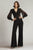 Tadashi Shoji BOS21070Y - Plunging V-Neck Pleated Jumpsuit Formal Pantsuits 0 / Black/Nude