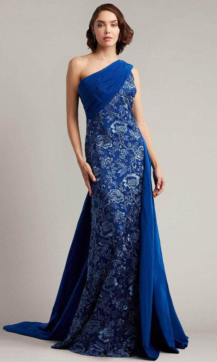 Tadashi Shoji BRX19908LX - Floral Embroidered Prom Gown Prom Dresses 00 / Royal Blue