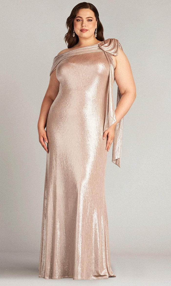 Tadashi Shoji BSJ18371LQ - Valia Bow-Shoulder Gown - PLUS SIZE Mother of the Bride Dresses 1X / Antique Pink