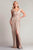 Tadashi Shoji BSJ22422L - Ellery Slit Draped Metallic Jersey Gown Evening Dresses XXS / Antique Pink