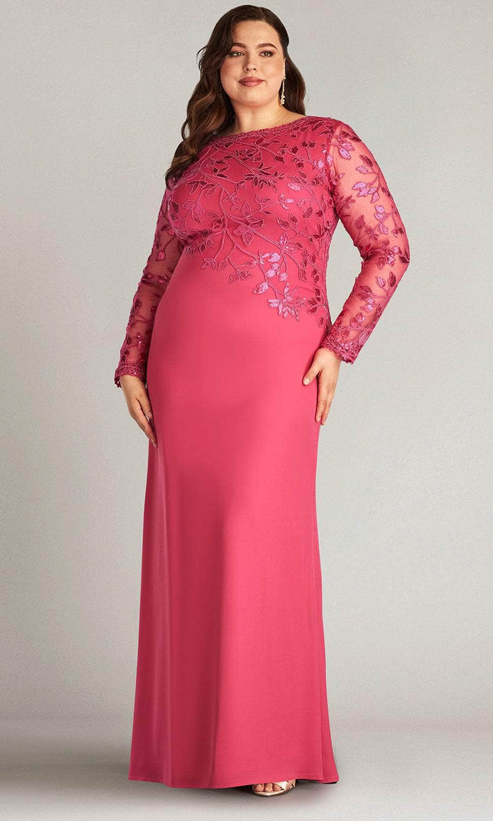 Tadashi Shoji CAJ16206LXYQ - Bradwell Embroidered Crepe Gown-PLUS SIZE Mother of the Bride Dresses 14Q / Dahlia