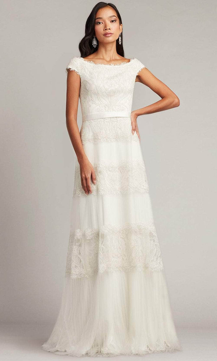 Tadashi Shoji CCA23274L - Embroidered A-Line Wedding Dress Special Occasion Dress 0 / Ivory