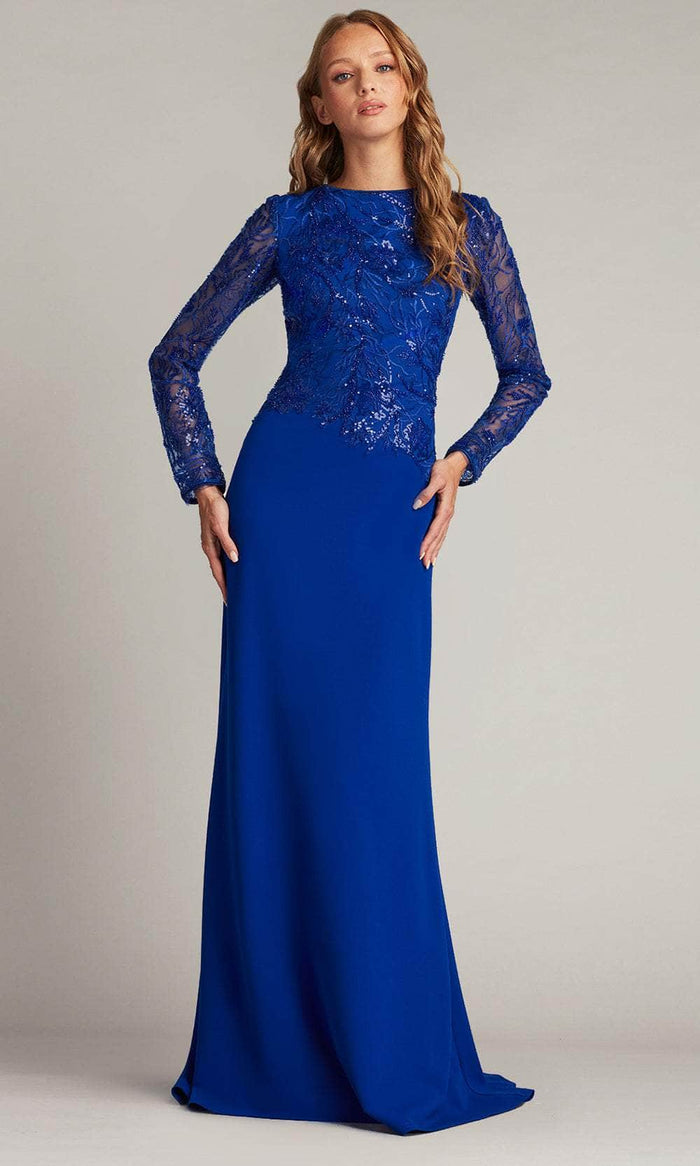 Tadashi Shoji CDN16206LXY - Embroidered Bodice Evening Gown Mother Of The Bride Dresses 0 / Mystic Blue