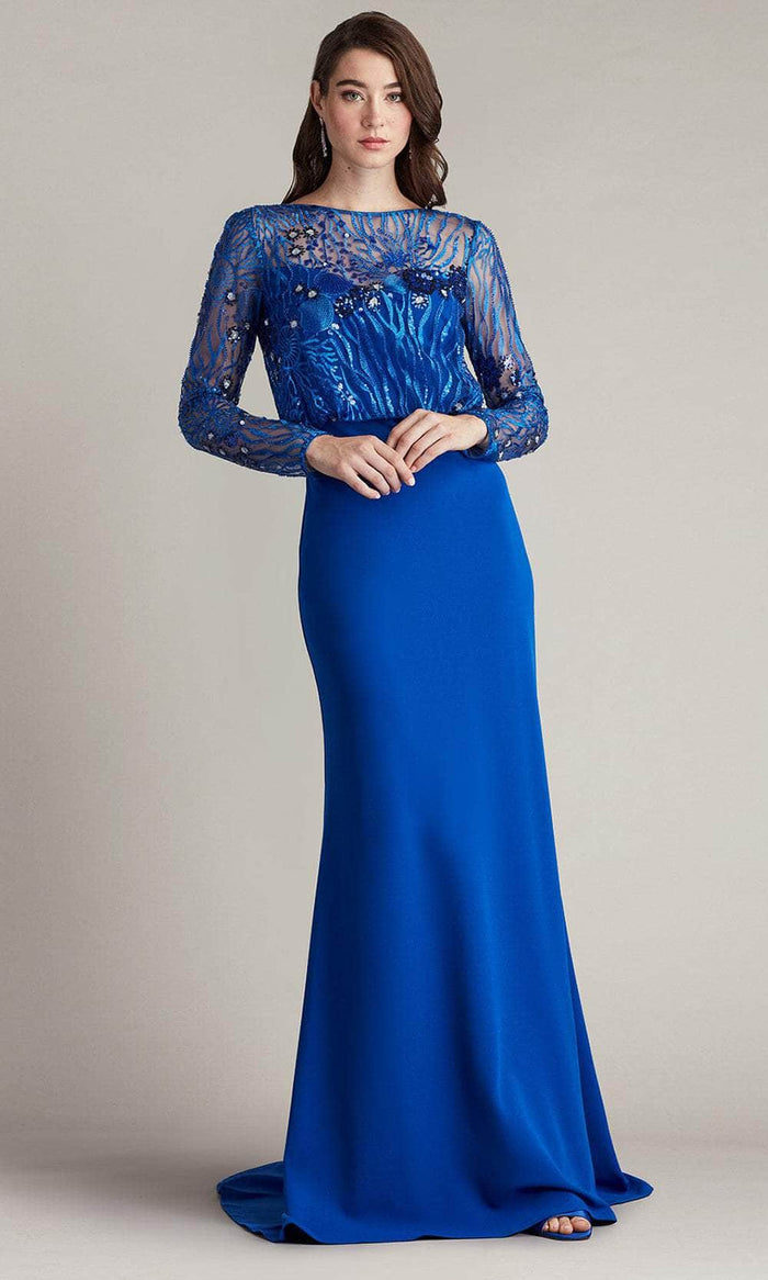 Tadashi Shoji CDU24409L - Sea-Motif Inspired Blouson Evening Gown Evening Dresses 0 / Mystic Blue