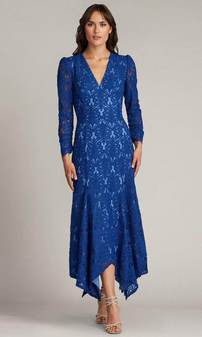 Tadashi Shoji CDY21187MD - Arcela Handkerchief Hem Midi Evening Dress Homecoming Dresses 0 / Mystic Blue