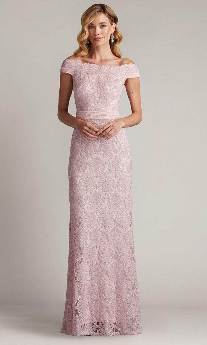 Tadashi Shoji CDY23088LX - Off-Shoulder Embroidered Evening Gown' Evening Dresses 0 / Rose Quartz