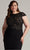 Tadashi Shoji CDY24098MQ - Bateau Embroidered Top Plus Size Formal Dress Semi Formal 22Q / Black/Nude