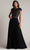 Tadashi Shoji CFC24324L - Cap Sleeve A-Line Evening Gown Mother Of The Bride Dresses 12 / Black/Nude