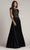 Tadashi Shoji CFC24324L - Cap Sleeve A-Line Evening Gown Mother Of The Bride Dresses 12 / Black/Nude