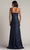 Tadashi Shoji CFC24347L - Embroidered Sleeveless Evening Gown Prom Dresses 2 / Royal Navy/Nude