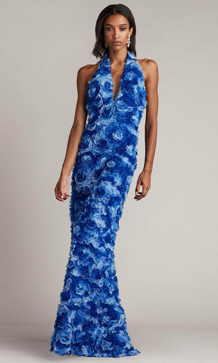 Tadashi Shoji CFI24309L - Sleeveless Halter Neck Evening Gown Prom Dresses 12 / Mystic Blue