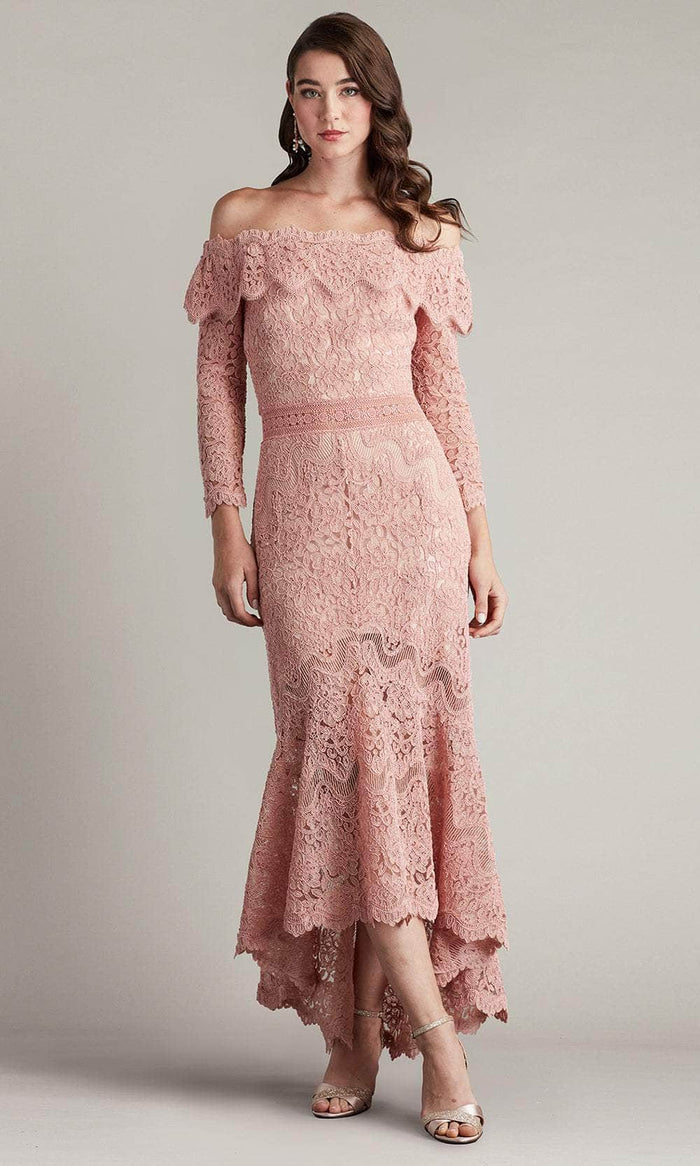 Tadashi Shoji CFJ24363MD - Embroidered High Low Dress Mother of the Bride Dresses 0 / Antique Pink