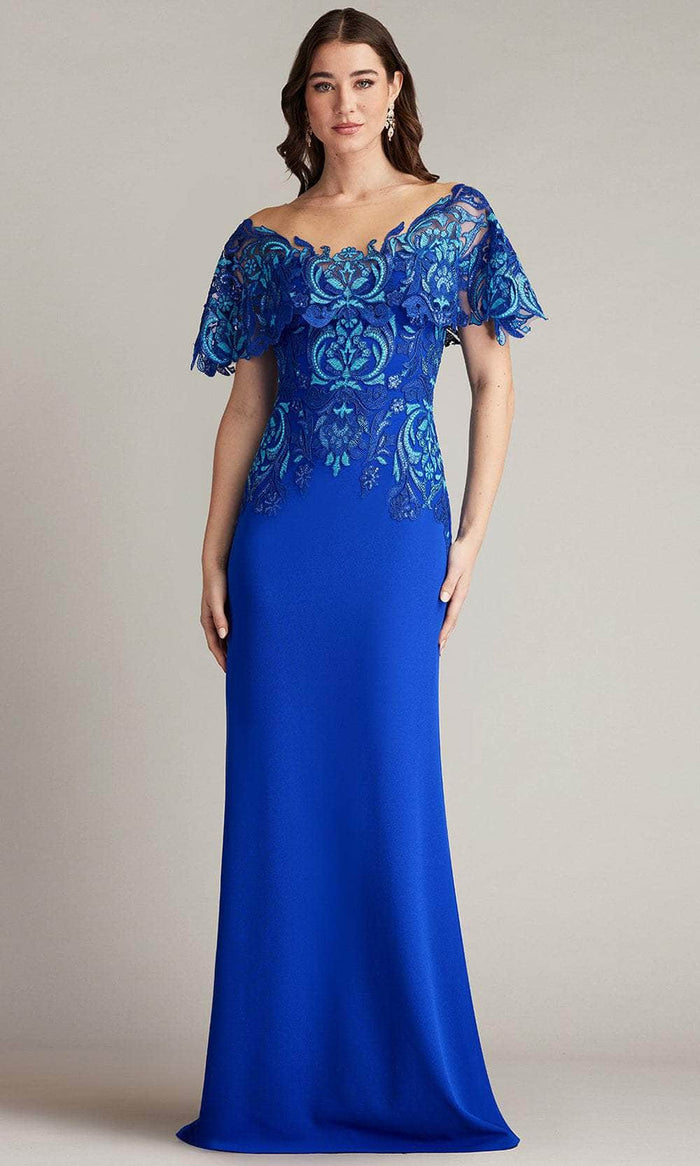 Tadashi Shoji CGB24643L - Butterfly Sleeve Embroidered Gown Mother Of The Bride Dresses 0 / Blue Gaze