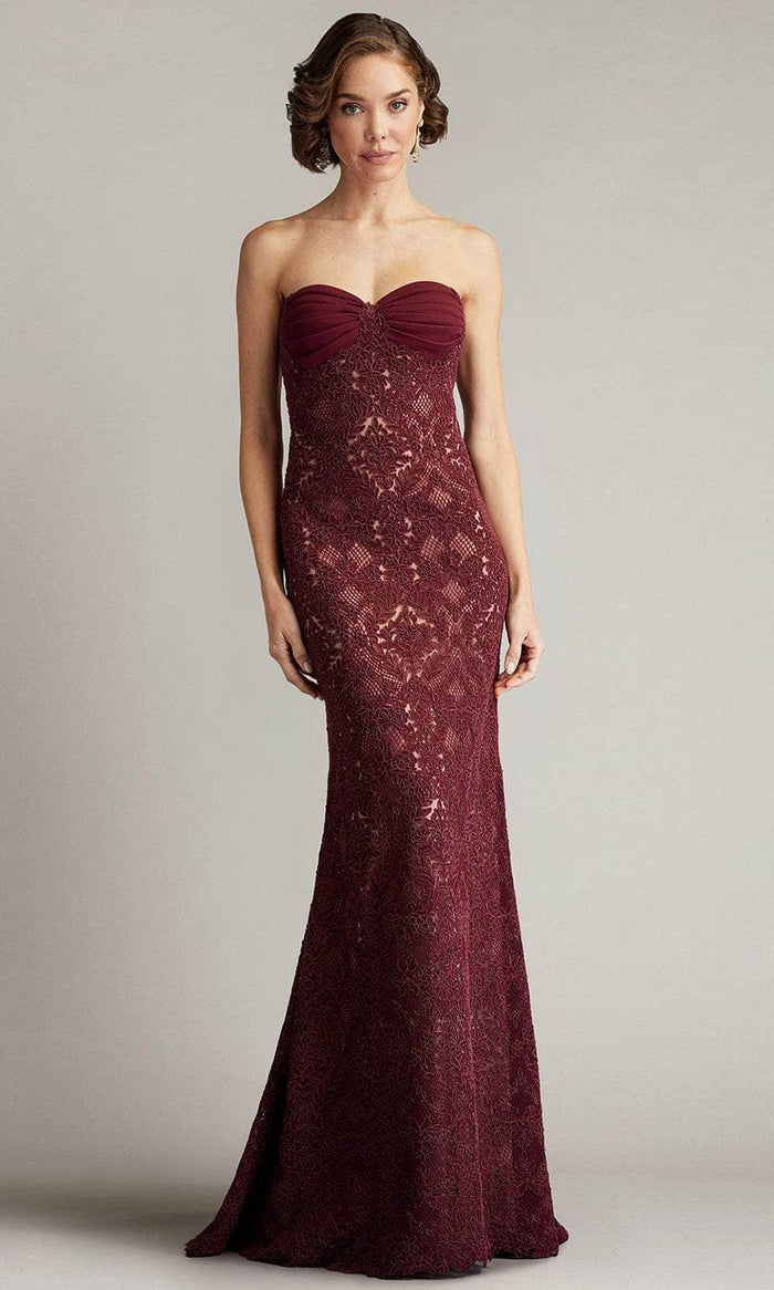 Tadashi Shoji CGC24683L - Lattice Embroidered Evening Gown Prom Dresses 0 / Cinnamon