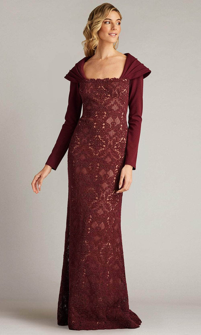 Tadashi Shoji CGC24684L - Embroidered Long Sleeve Evening Gown Mother Of The Bride Dresses 0 / Cinnamon