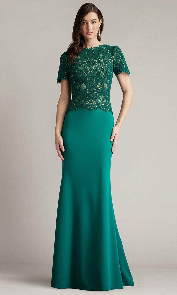 Tadashi Shoji CGC24685L - Short Sleeve Evening Gown Mother Of The Bride Dresses 0 / Emerald