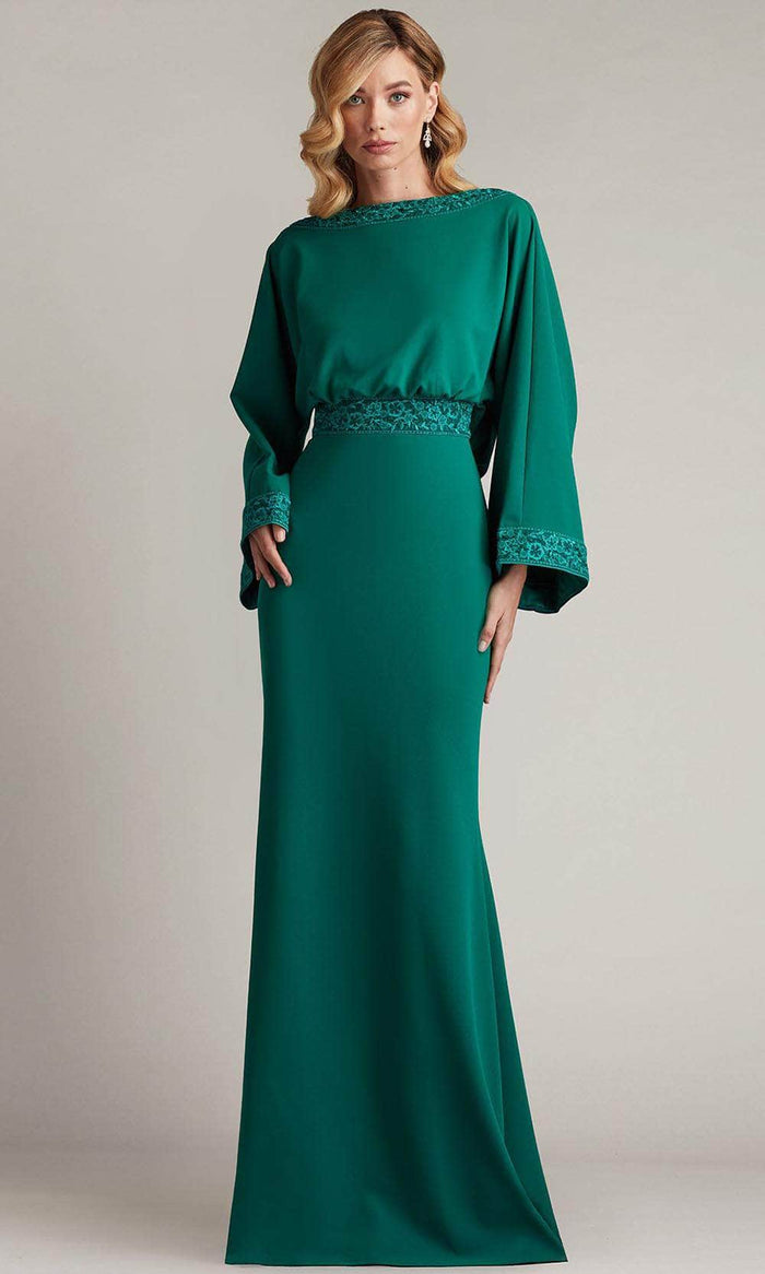 Tadashi Shoji CGL24655L - Cowl Back Evening Gown Mother of the Bride Dresses 0 / Emerald