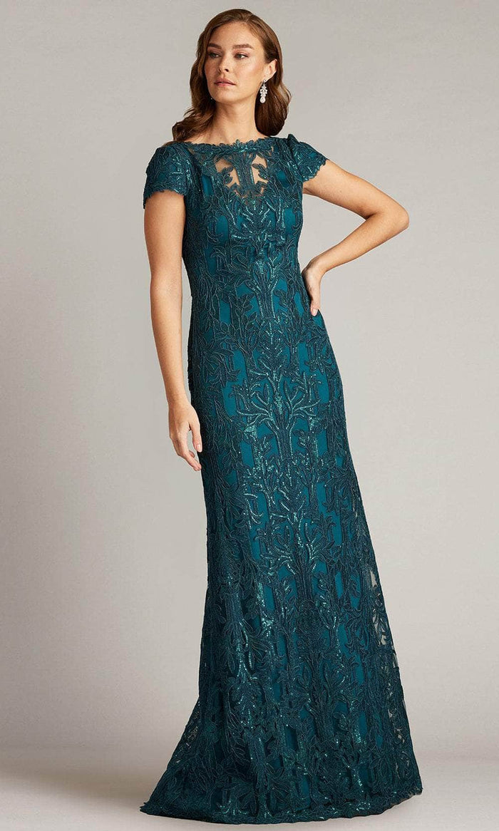 Tadashi Shoji CGX16575L - Embroidered Mermaid Evening Gown Mother of the Bride Dresses 0 / Tea Leaf