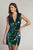 Tadashi Shoji SBSQ23037S - Plunging V-Neck Sequined Cocktail Dress Cocktail Dresses 10 / Shamrock