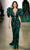 Tadashi Shoji - Sequin Puff Sleeve Plunging V-Neck Dress Evening Dresses XS / Malachite