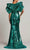 Tadashi Shoji - Sequin Puff Sleeve Plunging V-Neck Dress Evening Dresses XS / Malachite