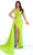 Tarik Ediz 51144 - Cowl Bodice Evening Gown Prom Dresses 0 / Lime