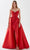 Tarik Ediz 52126 - Surplice Bodice A-Line Prom Gown Prom Dresses 0 / Red