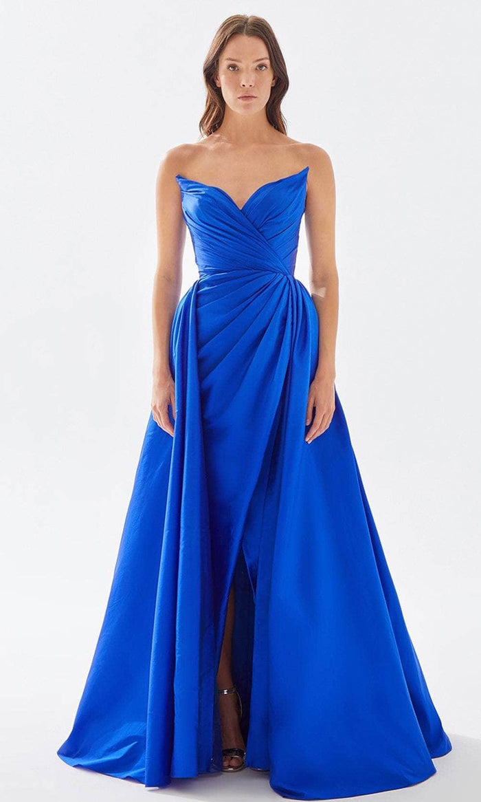 Tarik Ediz 52126 - Surplice Bodice A-Line Prom Gown Prom Dresses 0 / Royal Blue