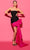 Tarik Ediz 53189 - Fitted Bow Accent Cocktail Dress Special Occasion Dress 0 / Black/Fuchsia