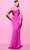 Tarik Ediz 54014 - Cowl Neck Godet Accent Evening Gown Prom Dresses 0 / Fuchsia