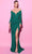 Tarik Ediz 54030 - Off Shoulder Long Sleeve Evening Gown Evening Gown 0 / Emerald