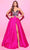 Tarik Ediz 54198 - Deep V-Neck Beaded Top Evening Gown Prom Dresses 0 / Fuchsia