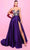 Tarik Ediz 54198 - Deep V-Neck Beaded Top Evening Gown Prom Dresses 0 / Purple