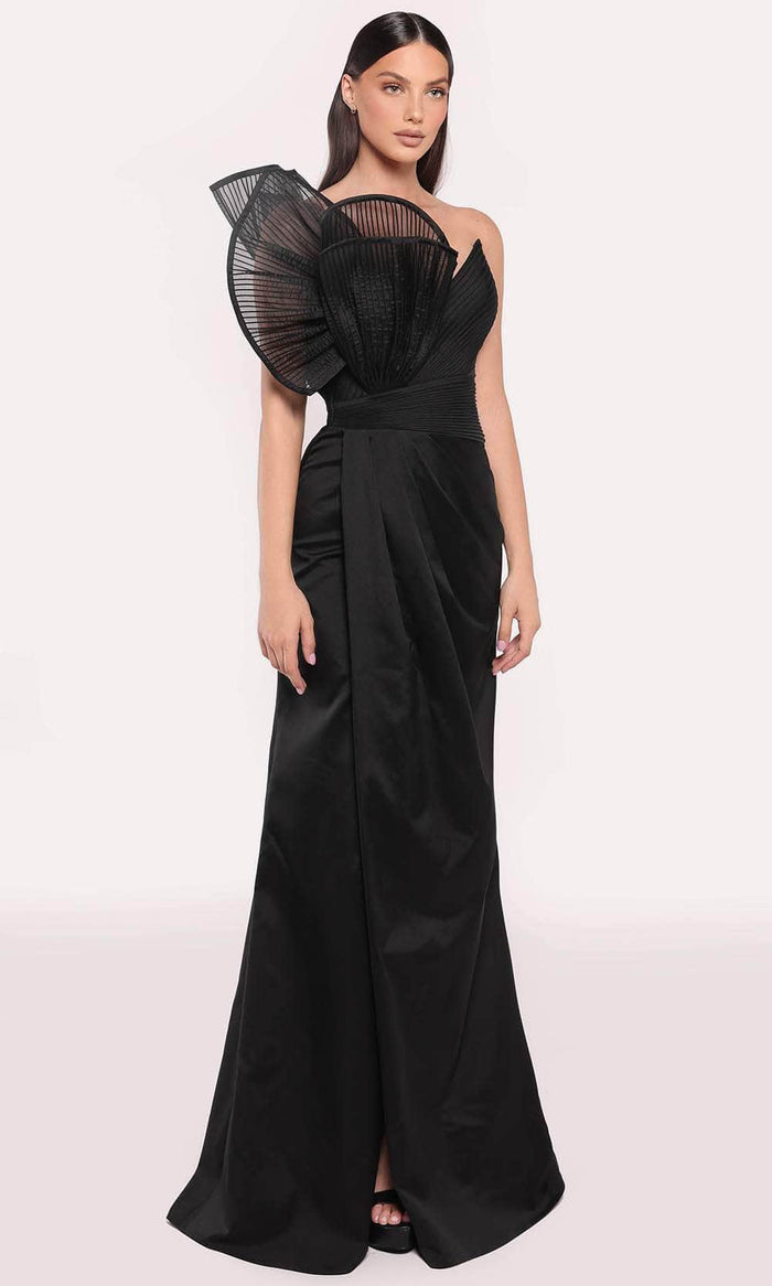 Tarik Ediz 98705 - Sheer Textured Evening Gown Evening Dresses 0 / Black